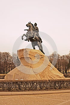 Architecture of Saint-Petersburg, Russia. Saint-Petersburg, Russia. Bronze horseman monument